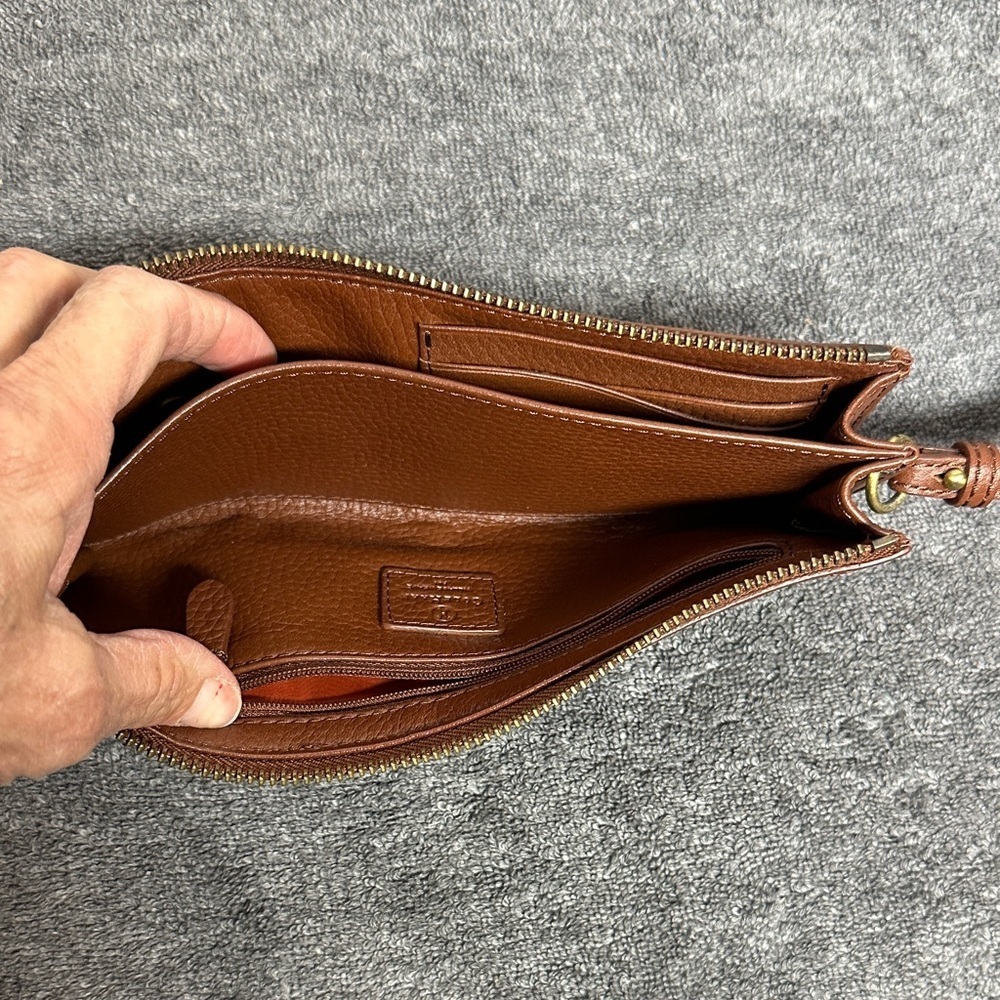 Cole Haan Tan Leather Wristlet with Gold Studs - Picture 3 of 11